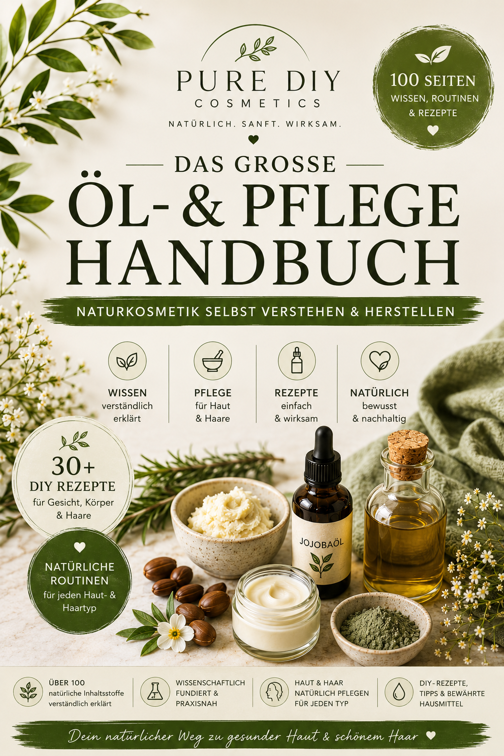 Buchcover: Natürlich schön & gesund – Die Fibel – dein großes Basiswerk für Haut, Haar & Wohlbefinden